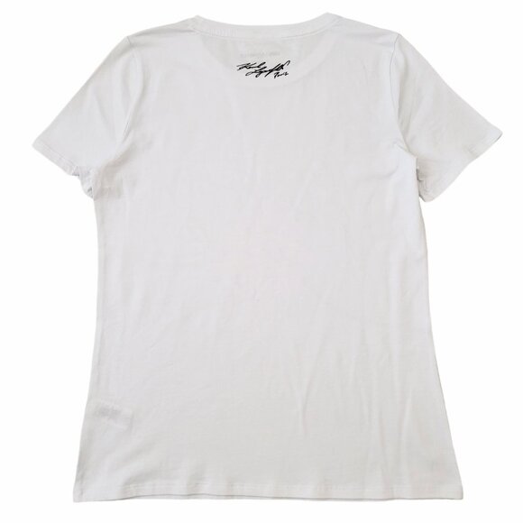 Women's Karl Lagerfeld Paris Basic Everyday Tee‎ White Short Sleeves T-Shirt - Picture 5 of 6